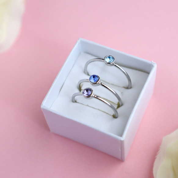 選べる誕生石】リング 指輪 重ね付け 誕生石 セット シルバー 3本 華奢
