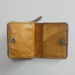 ハンドメイドコンパクト二つ折り財布―5（ピット槽鞣し馬胴オイルレザー。） 8枚目の画像