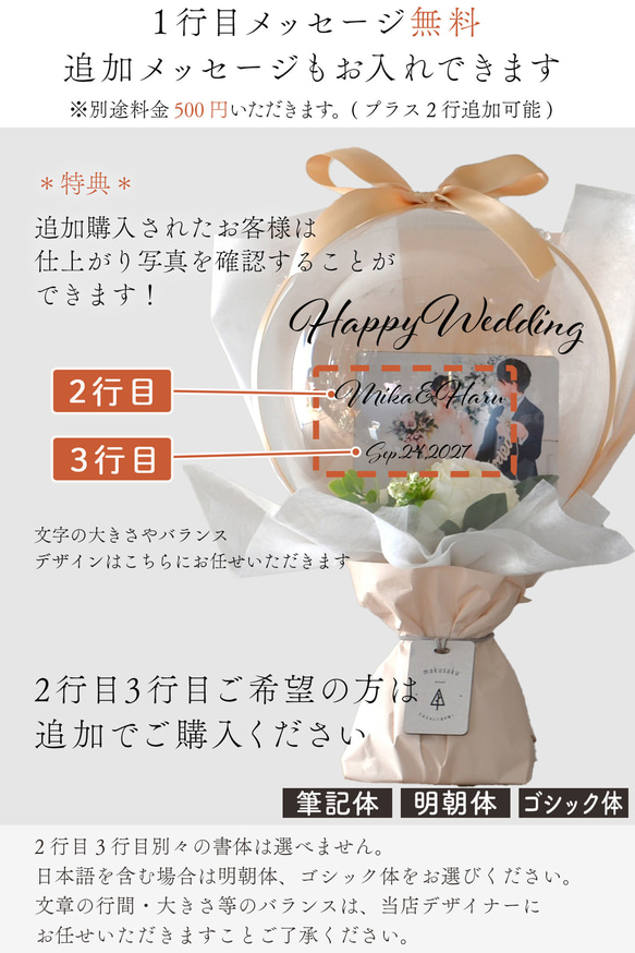 バルーンフラワー 写真入り ウェディング 誕生日 結婚式 記念日 開店祝 発表会 バルーンブーケ 【写真入りバルーン】 6枚目の画像