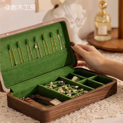 木製アクセサリーケース 小物収納 間仕切り コンパクトサイズ ヴィンテージ 女性 お出かけ 4枚目の画像