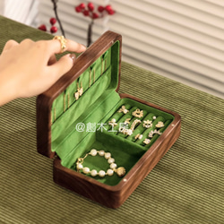 木製アクセサリーケース 小物収納 間仕切り コンパクトサイズ ヴィンテージ 女性 お出かけ 3枚目の画像