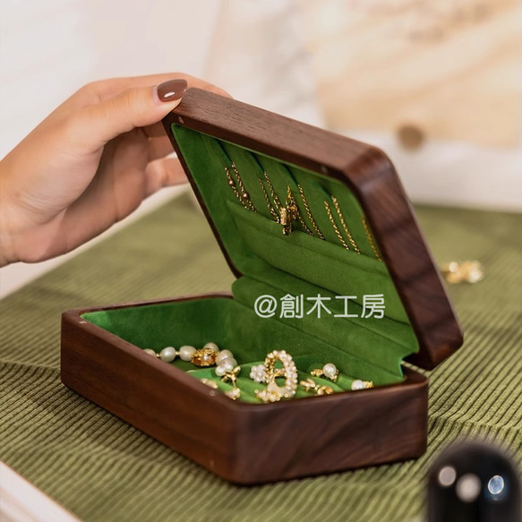 木製アクセサリーケース 小物収納 間仕切り コンパクトサイズ ヴィンテージ 女性 お出かけ 5枚目の画像