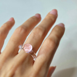 ガラスリング　〜 solitaire 〜　ピンク　春色　5号 〜 16号　送料無料　桜ピンク　ガラスの指輪 3枚目の画像