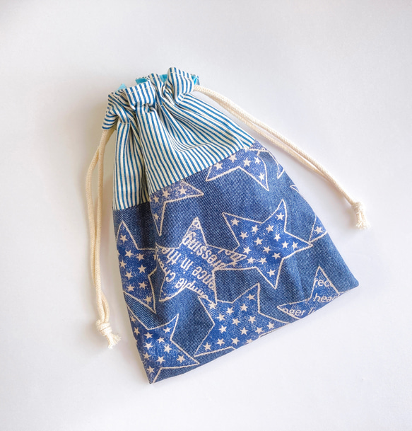 オーダー品】巾着袋給食袋コップ袋星スターストライプ