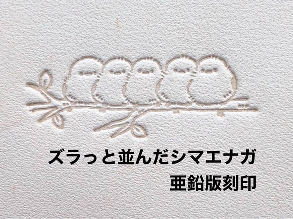 ズラっと並んだシマエナガ❤️亜鉛版刻印❤️活版❤️レザークラフト❤️メタル 1枚目の画像