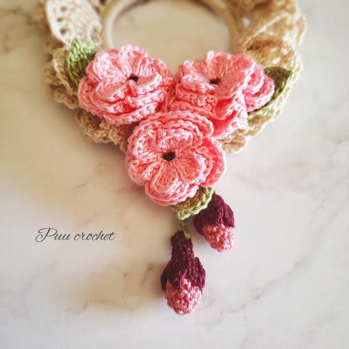 レース編み・八重桜のシュシュ シュシュ Puu crochet 通販