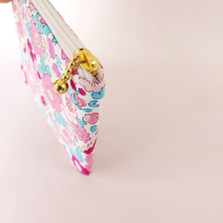 リバティ ポケット2つ L字型ファスナーポーチ 小さい パクっと開く ミニ プレゼントに ピンク 水色 花*ベッツィ 12枚目の画像