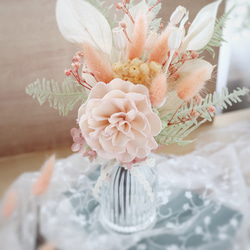福袋 ソラフラワーとプリザの小さめ花束と花器のセット ❀ フレグランス ピンク オレンジ 母の日 春 Creema限定 12枚目の画像