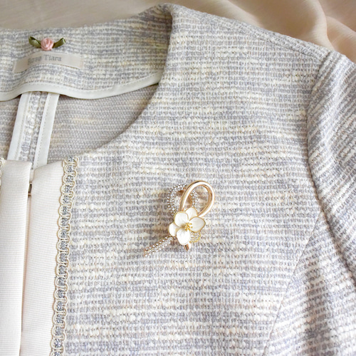 選べる花飾りのノット結びリボンブローチ 入園入学 卒園卒業 ブローチ