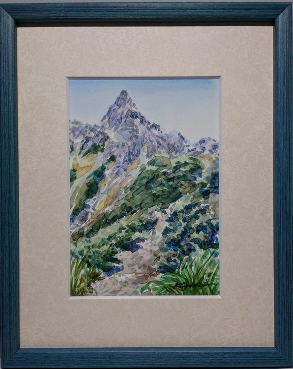 絵画 油絵　焼岳残雪 槍を眺めて」水彩・12㎝×17.5㎝ 絵画 山の絵描き 通販 17340790