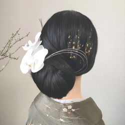 胡蝶蘭 白 ❁*.ﾟ成人式 卒業式　結婚式　髪飾り#134 2枚目の画像