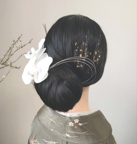 胡蝶蘭 白 ❁*.ﾟ成人式 卒業式　結婚式　髪飾り#134 2枚目の画像