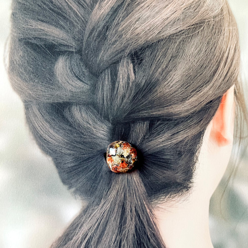 かすみ草のうる艶レジンヘアゴム（くすみカラー/オレンジ） ヘアゴム