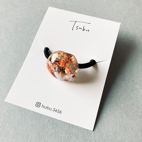 かすみ草のうる艶レジンヘアゴム（くすみカラー/オレンジ） ヘアゴム