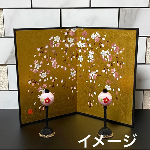 桜金屏風 高さ15センチ 雛祭り お雛様小物 金紙屏風 蒔絵 日本製 桜金屏風 高さ15センチ 雛祭り お雛様小物 金紙屏風 蒔絵 日本製