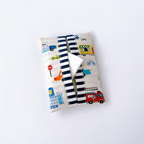 サイズが選べる 】《 go!go!働く車／生成り 》ポケットティッシュ
