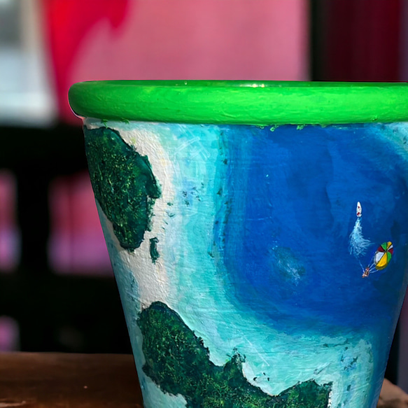 【お部屋に美スポット】デザインアート鉢〜パラオのロックアイランド（天然木コースター付き） 7枚目の画像