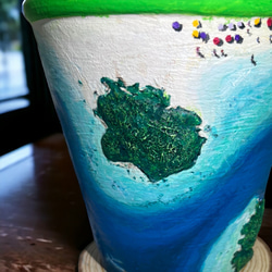 【お部屋に美スポット】デザインアート鉢〜パラオのロックアイランド（天然木コースター付き） 8枚目の画像