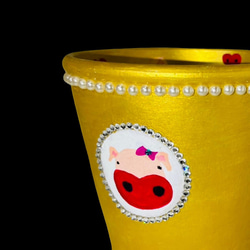 【お部屋に美スポット】デザインアート鉢〜こぶたの幸運鉢（天然木コースター付き） 6枚目の画像