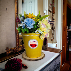 【お部屋に美スポット】デザインアート鉢〜こぶたの幸運鉢（天然木コースター付き） 9枚目の画像
