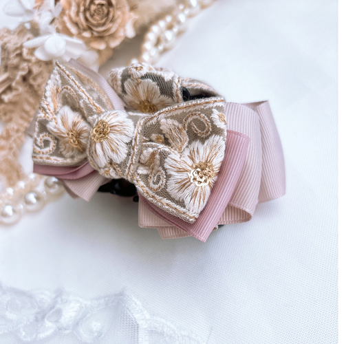 刺繍リボン バンスクリップ 大人可愛い 卒業式 入学式 普段使い