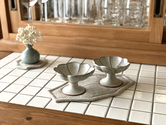 オクトゴナルカトラリーマット(L) ベルギーリネン　おやつマット　テーブルマット　八角形　おうちカフェ　コースター 10枚目の画像