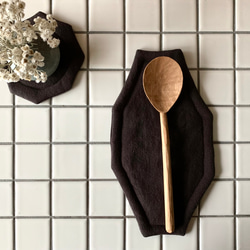 オクトゴナルカトラリーマット(L) ベルギーリネン　おやつマット　テーブルマット　八角形　おうちカフェ　コースター 8枚目の画像