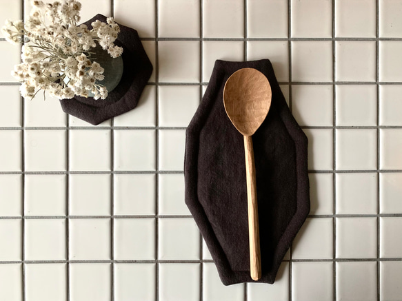 オクトゴナルカトラリーマット(L) ベルギーリネン　おやつマット　テーブルマット　八角形　おうちカフェ　コースター 8枚目の画像