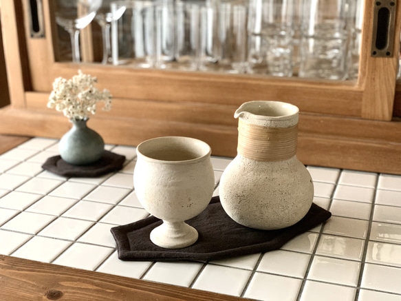 オクトゴナルカトラリーマット(L) ベルギーリネン　おやつマット　テーブルマット　八角形　おうちカフェ　コースター 11枚目の画像