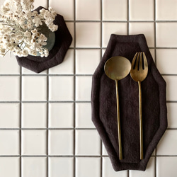 オクトゴナルカトラリーマット(L) ベルギーリネン　おやつマット　テーブルマット　八角形　おうちカフェ　コースター 7枚目の画像