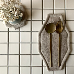 オクトゴナルカトラリーマット(L) ベルギーリネン　おやつマット　テーブルマット　八角形　おうちカフェ　コースター 6枚目の画像