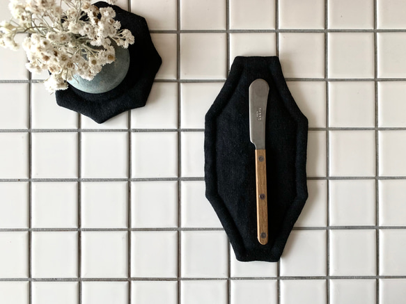 オクトゴナルカトラリーマット(M) ベルギーリネン　おやつマット　テーブルマット　八角形　おうちカフェ　コースター 11枚目の画像