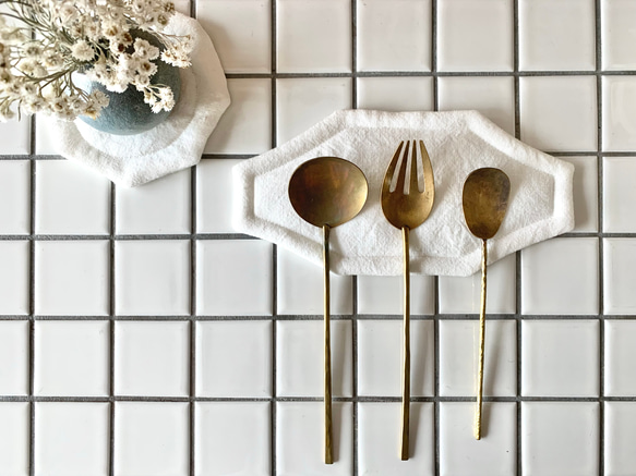 オクトゴナルカトラリーマット(M) ベルギーリネン　おやつマット　テーブルマット　八角形　おうちカフェ　コースター 1枚目の画像