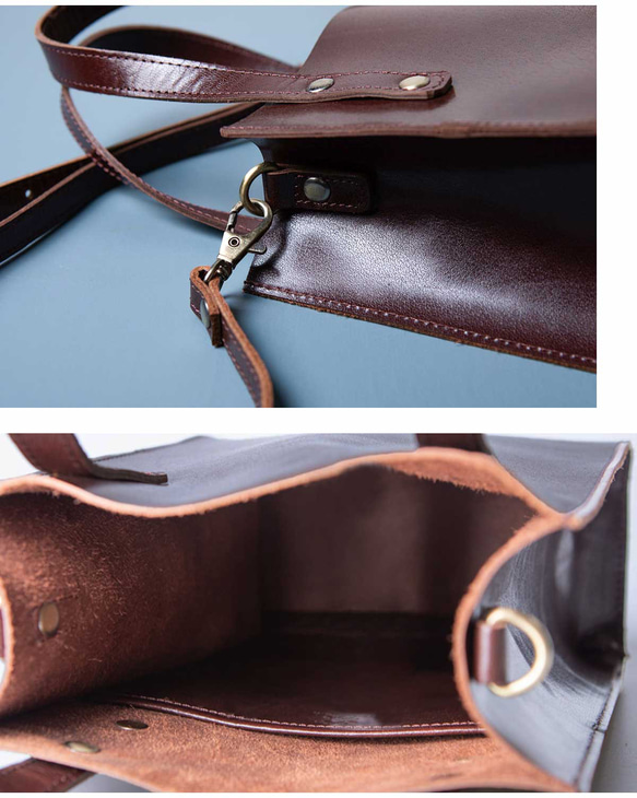 ミニバッグ 本革 ミニトート レディース 2Way ブランデー HAB037-NO 17枚目の画像