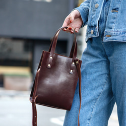 ミニバッグ 本革 ミニトート レディース 2Way ブランデー HAB037-NO 3枚目の画像