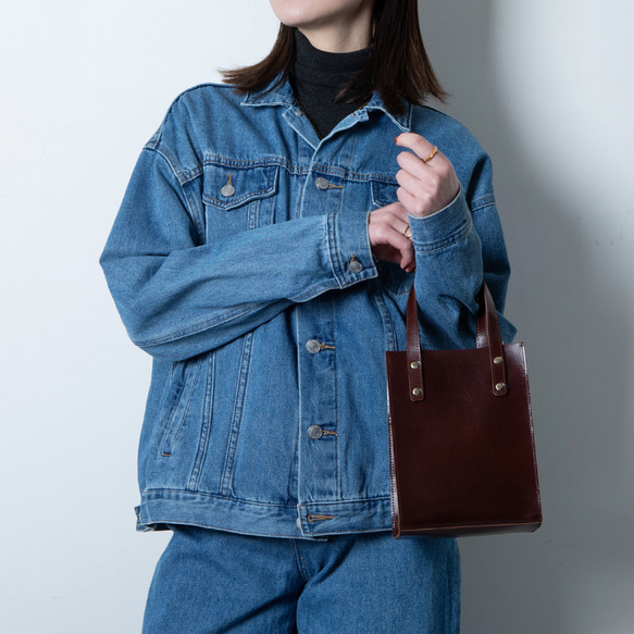 ミニバッグ 本革 ミニトート レディース 2Way ブランデー HAB037-NO 2枚目の画像