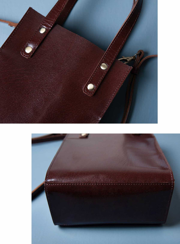 ミニバッグ 本革 ミニトート レディース 2Way ブランデー HAB037-NO 16枚目の画像