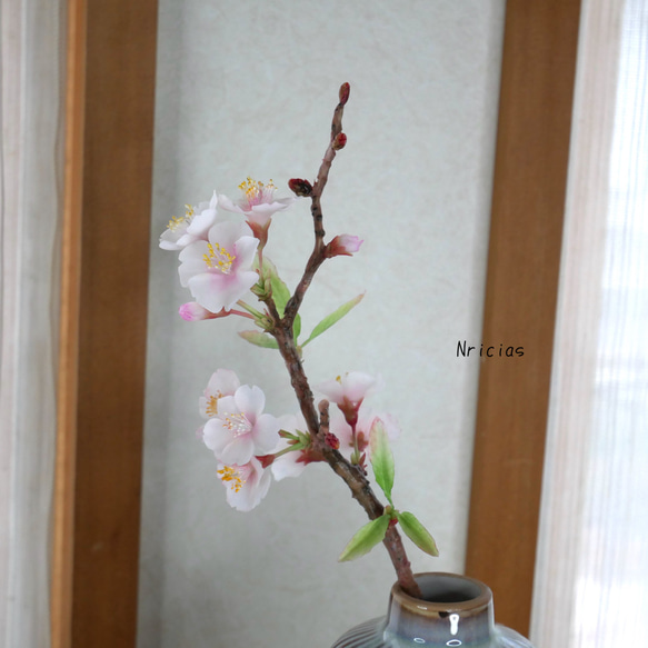 枯れない 桜 切り枝 ✿クレイフラワーNO.S3-LF1 8枚目の画像