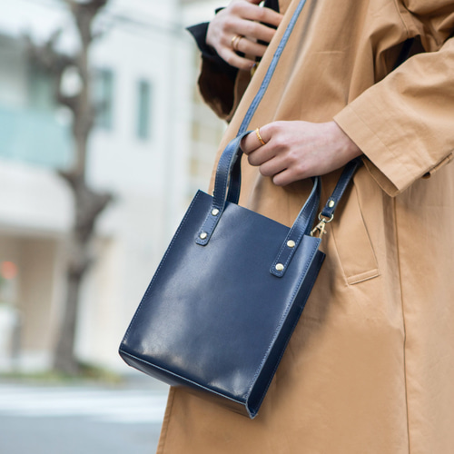 ミニバッグ 本革 ミニトート レディース ショルダー 2Way インディゴ