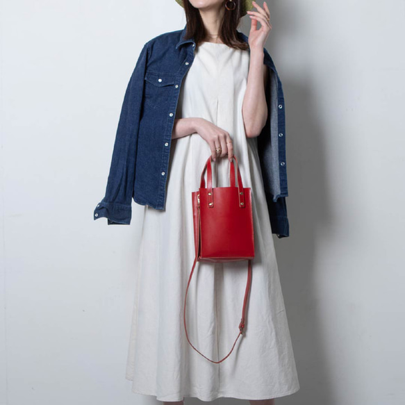 ミニバッグ 本革 ミニトート バッグ 2Way スカーレット HAB037 3枚目の画像