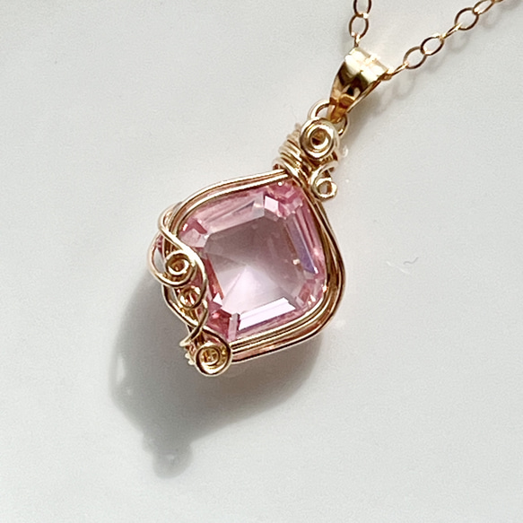 14kgf] モルガナイト フカネ巻き®️ ワイヤーラップ ネックレス