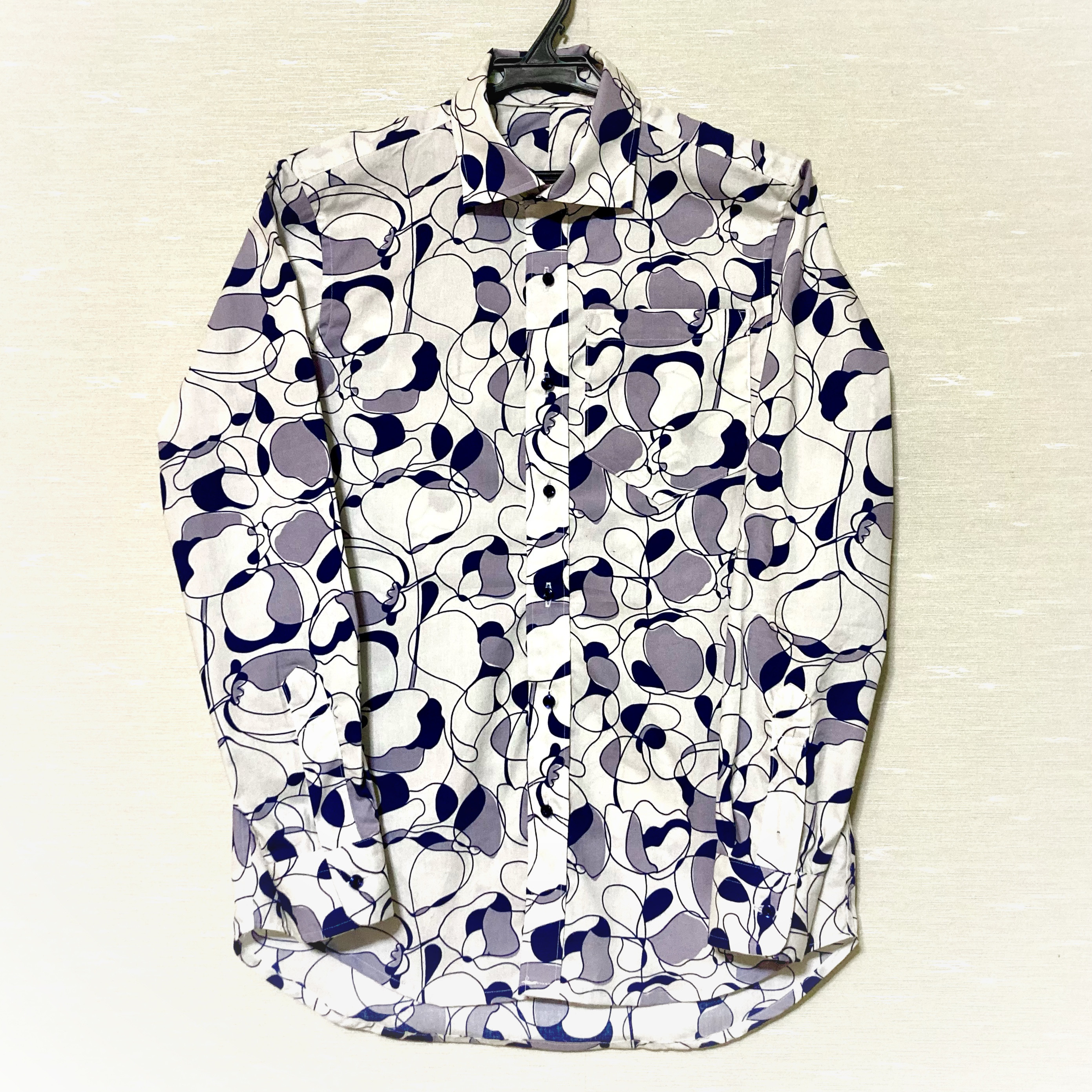 Playful Chic ｜メンズM｜ホワイト｜ハンドメイドシャツ｜一点もの｜個性派カジュアル