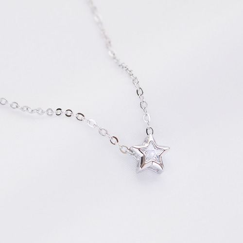 最高級鍍金 5mmジルコニア星✯シンプルネックレス◇14kgf/sv925