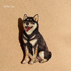 ワッペン 刺繍ワッペン アイロンワッペン 柴犬 黒柴 プレゼント ギフト 誕生日 記念品 入園 入学 犬 dg-015 4枚目の画像