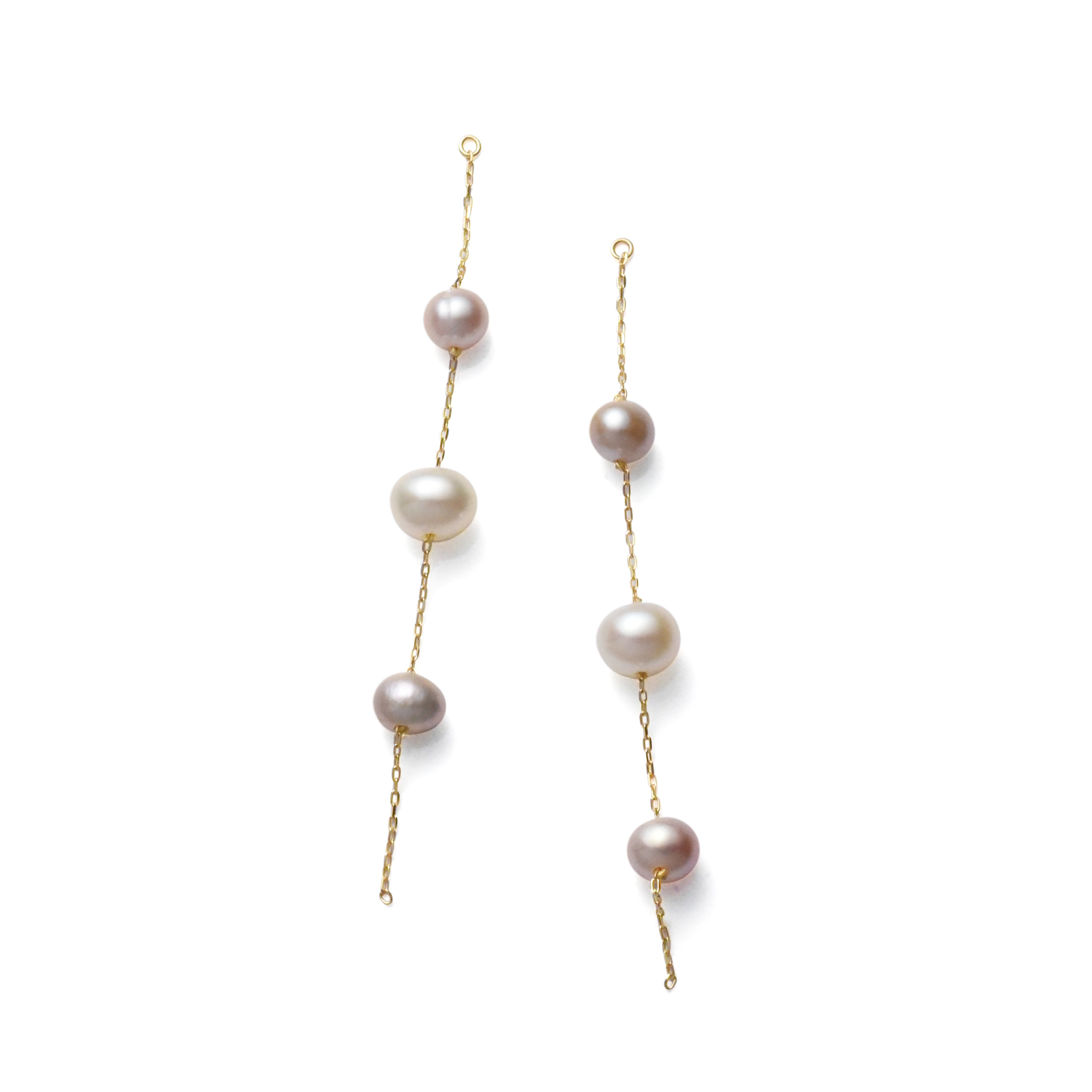 K10YG淡水パール ピンク×ホワイト ピアスチャーム