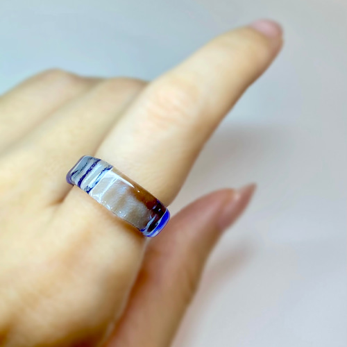 ガラスリング 〜 plat 〜 水色 ブルー 5号 〜 22号 送料無料 ガラスの