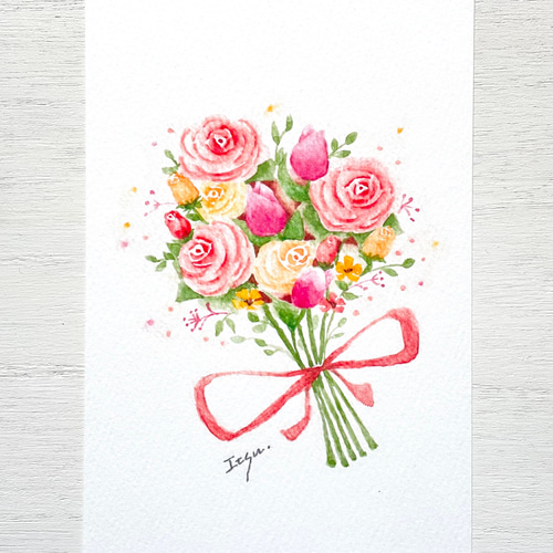 3枚セット「Rose II」水彩画イラストポストカード バラ ばら