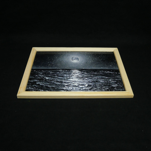 【作品名】：油絵【白黒の満月と星空の海】 油絵 油彩 油彩画 絵 絵画 【白黒の満月と星空の海】 | HIROSHI1990