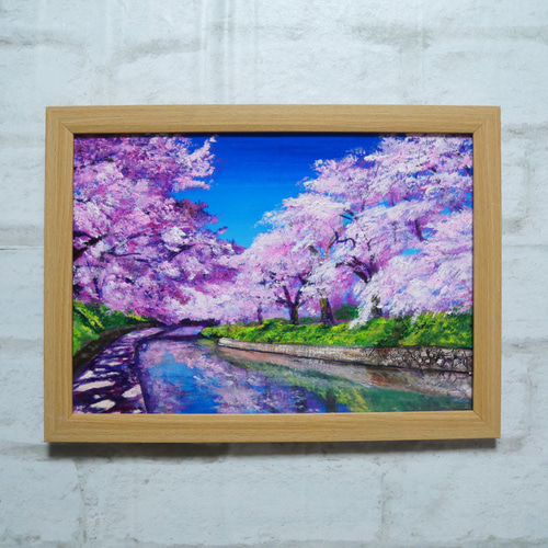 油絵 油彩 油彩画 絵 絵画 【松川の桜】 絵画 HR 通販 17342529