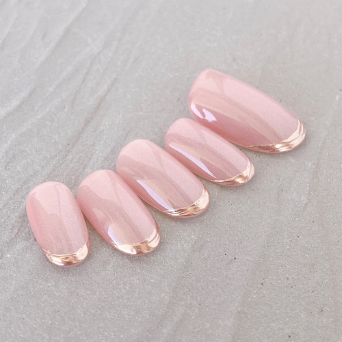 sakura mag - マグネットネイル／ミラーフレンチ／桜ピンク